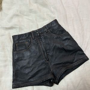 Vintage High-Waisted Leather Shorts